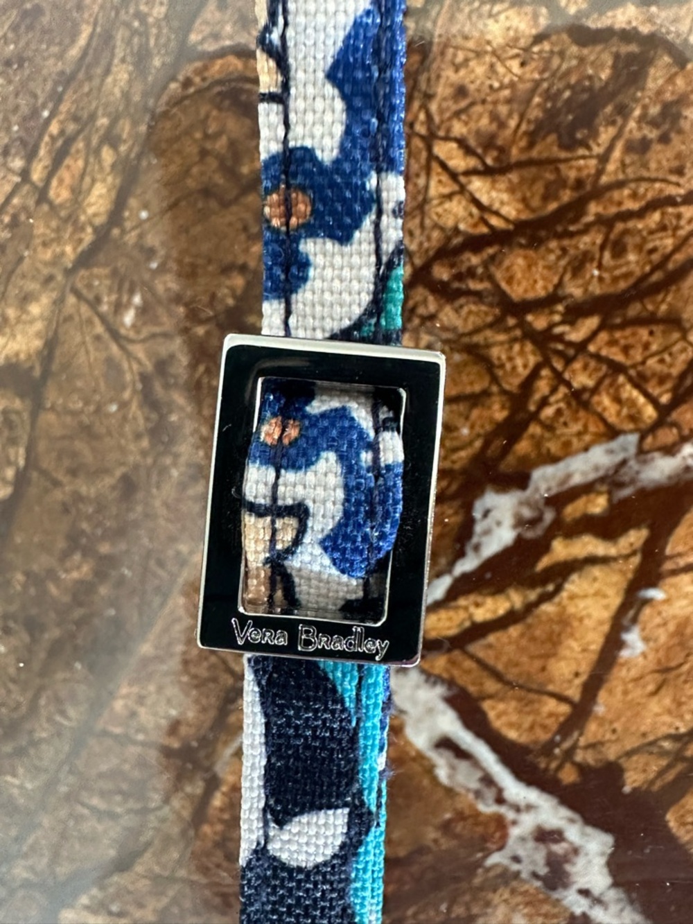 Vera Bradley RFID Wallet/Crossbody Bag Navy, Off White, Aqua Floral - Picture 8 of 10